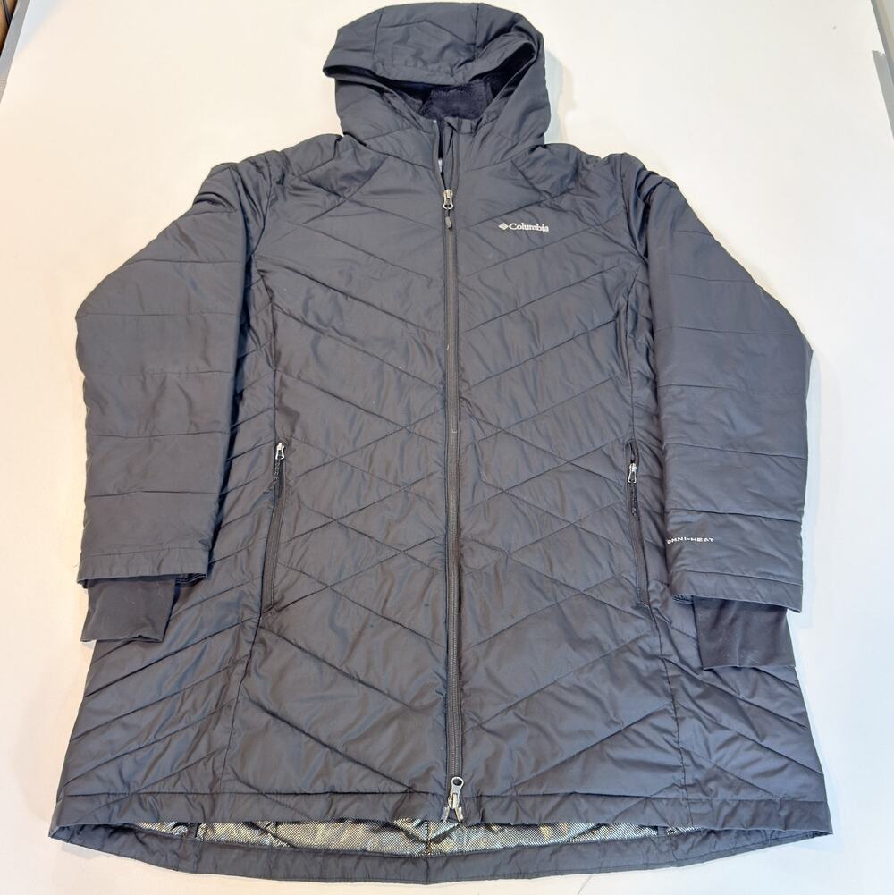 Columbia Womens XXL Grey Long Insulated Puffer Coat Jacket Omni Heat Parka Hood